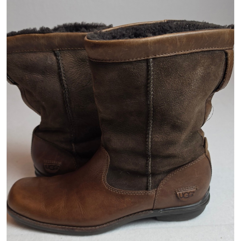 UGG Australia Ultimate Bind Brown Leather Suede Shearling Boots 5592 Womens 8